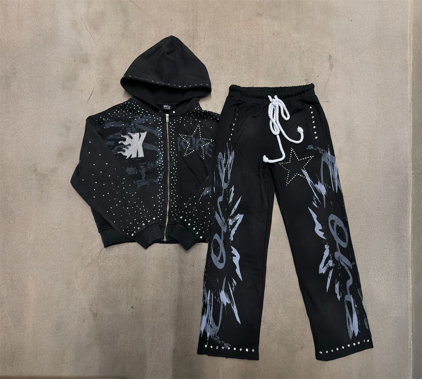 Black Rhinestone Sweatsuit