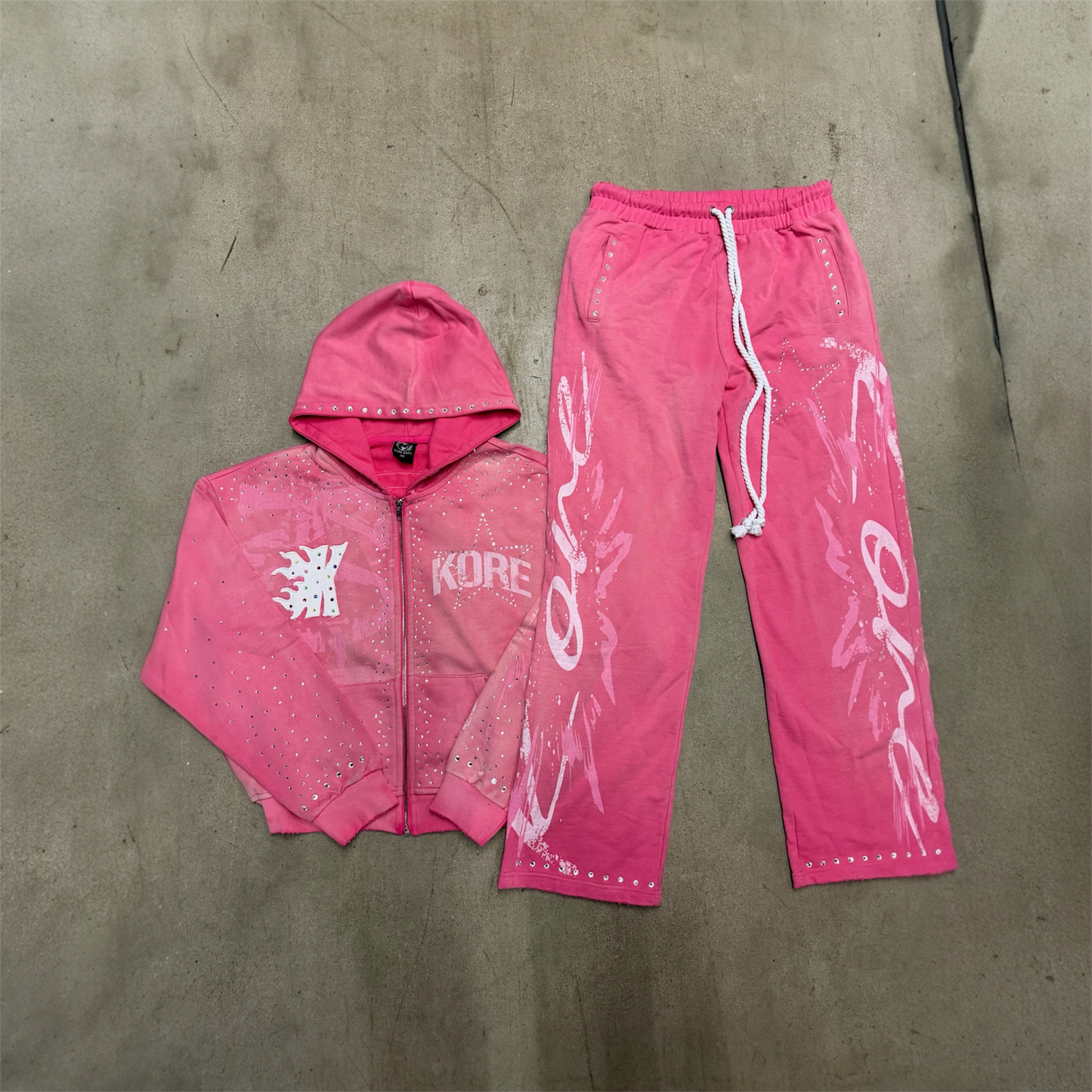 Pink Rhinestone Sweatsuit