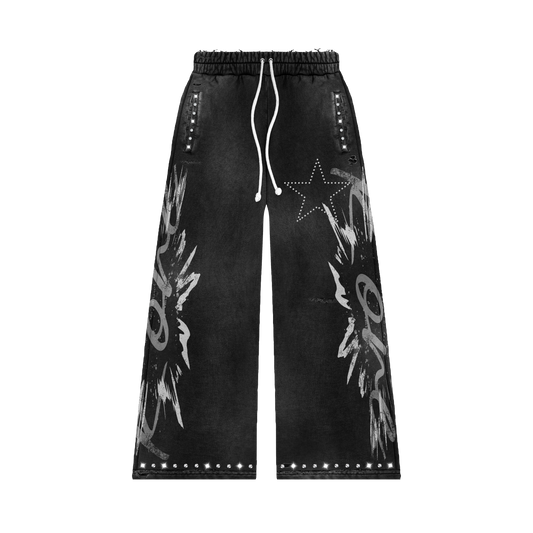 Black & Pink Rhinestone Sweatpants