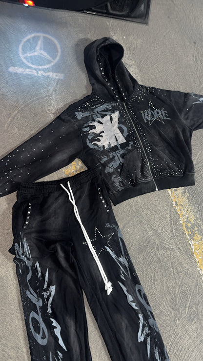 Black Rhinestone Sweatsuit